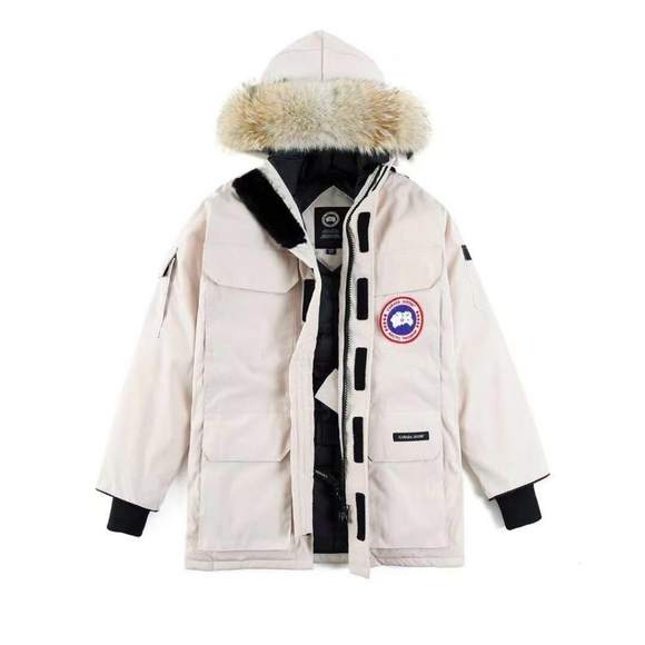 Canada Goose Cream Parka with Fur Hood - Picture 1 of 1